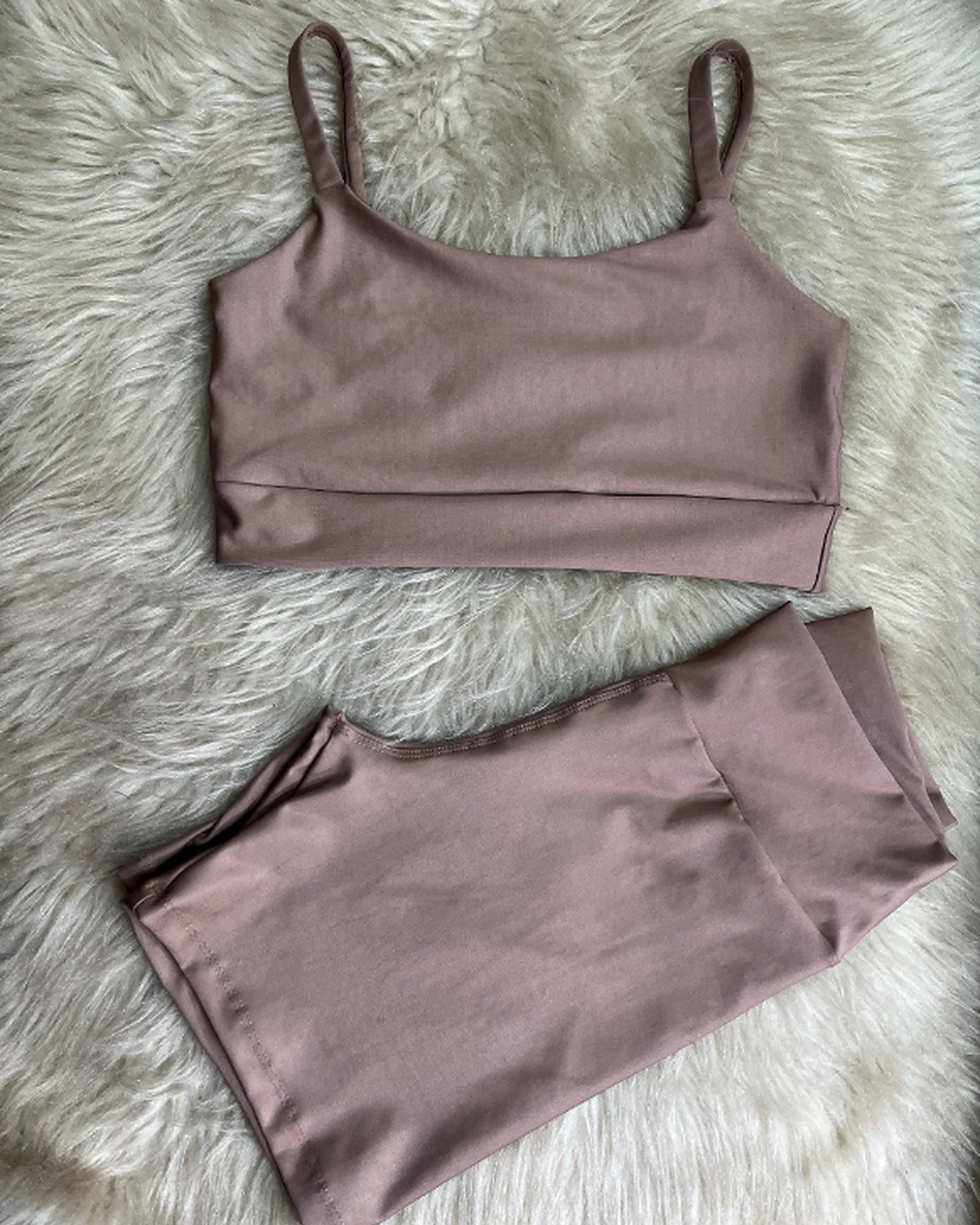 Cappuccino Mid-Thigh Shorts Set with Straight-Strap Top