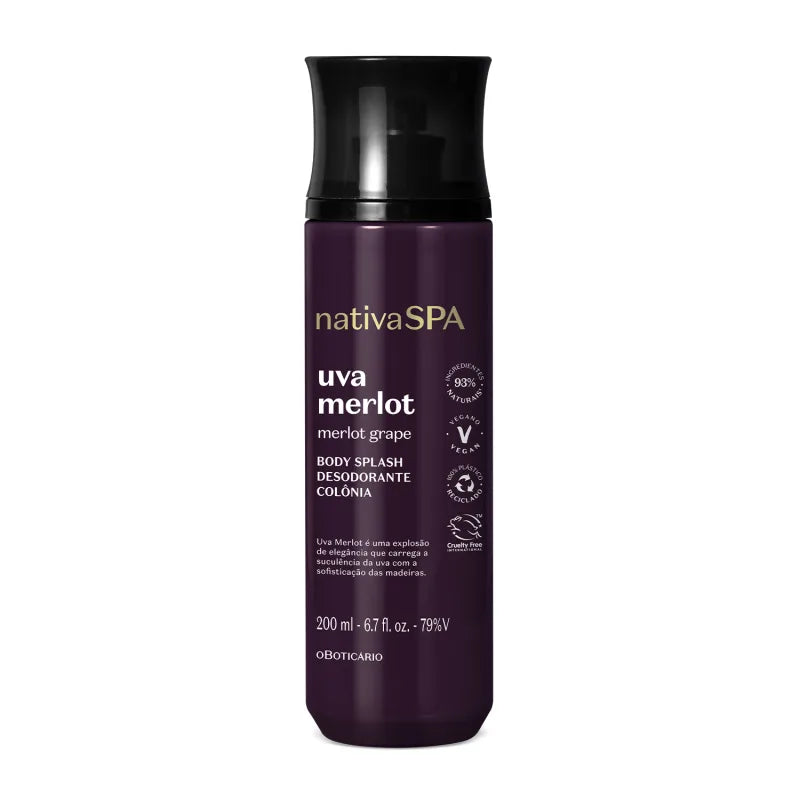Nativa Spa Merlot Grape Body Splash Deodorant Cologne 200ml