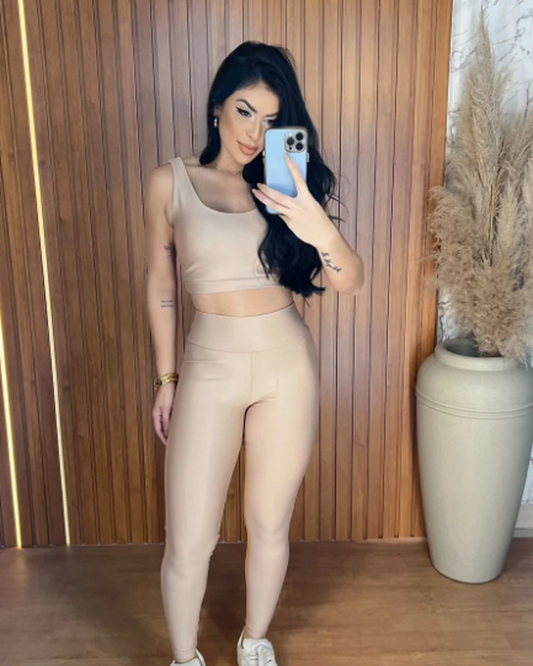 Basic Legging Set + Manu Top in Cinnamon (Nude)